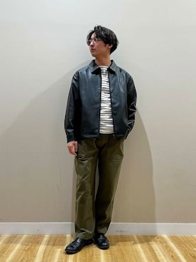 「アーバンリサーチ」｜「アイテム（ライダースジャケット）」を使った、nishidaさん（メンズ・168cm）の冬コーディネート