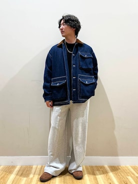 「アイテム（カバーオール）」を使った、西田 龍平さん（メンズ・168cm）の冬コーディネート