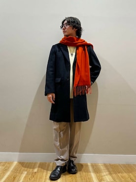 「アイテム（チェスターコート）」を使った、西田 龍平さん（メンズ・168cm）の秋コーディネート