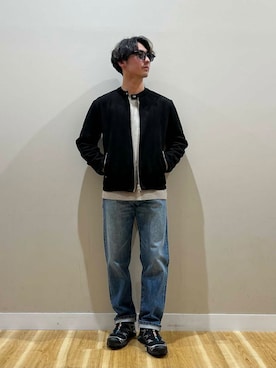 「URBAN RESEARCH（アーバンリサーチ）のアイテム（デニムパンツ）」を使った、nishidaさん（メンズ・168cm）の冬コーディネート