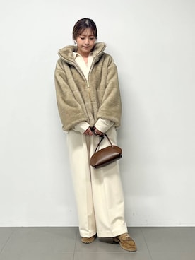 「BARNYARDSTORM（バンヤードストーム）のBARNYARDSTORM / マシュマロワイドパンツ【撥水・セットアップ対応】（スラックス）」を使った、BY_m.iii.n.aさん（レディース・163cm）の秋コーディネート