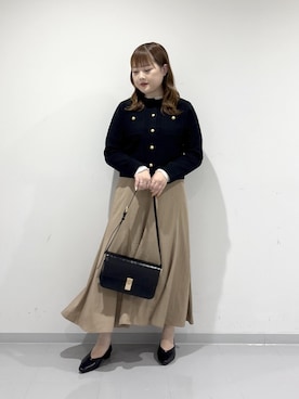 「ROPE' PICNIC（ロペピクニック）のフィブリルマーメイドフレアスカート（スカート）」を使った、Honokaさん（レディース・159cm）の秋コーディネート