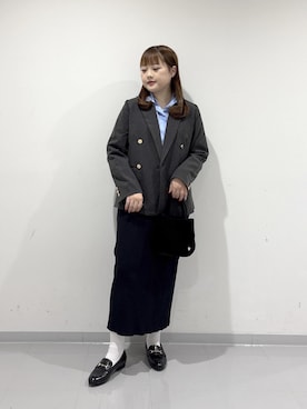 「ROPE' PICNIC（ロペピクニック）のキルティングベロアミニショルダーバッグ（ショルダーバッグ）」を使った、Honokaさん（レディース・159cm）の秋コーディネート