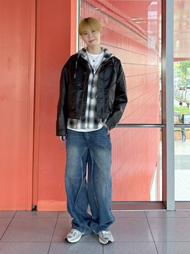 「アイテム（ライダースジャケット）」を使った、dnjsl2l8さん（メンズ・179cm）の秋コーディネート
