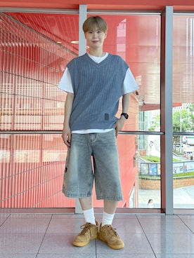 「アイテム（ニット/セーター）」を使った、dnjsl2l8さん（メンズ・179cm）の夏コーディネート