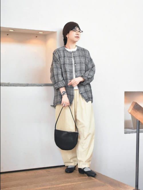 リネンレーヨンチェックシャツカーディガン（シャツ/ブラウス）｜か