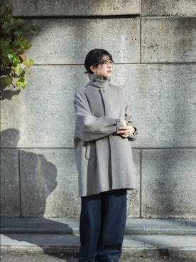 「オトナカジュアル」｜「アイテム（ステンカラーコート）」を使った、おふじさん（レディース・161cm）の冬コーディネート
