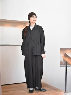 「かぐれ（カグレ）のコットンリヨセル半袖スウェット（スウェット、グレー系）」を使った、おふじさん（レディース・161cm）の春コーディネート