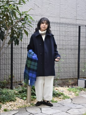 「アイテム（ピーコート）」を使った、おふじさん（レディース・161cm）の秋コーディネート