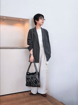「かぐれ（カグレ）のERICKA NICOLAS BEGAY　PLAIN DESIGN NECKLACE 70（ネックレス、シルバー系）」を使った、おふじさん（レディース・161cm）の秋コーディネート