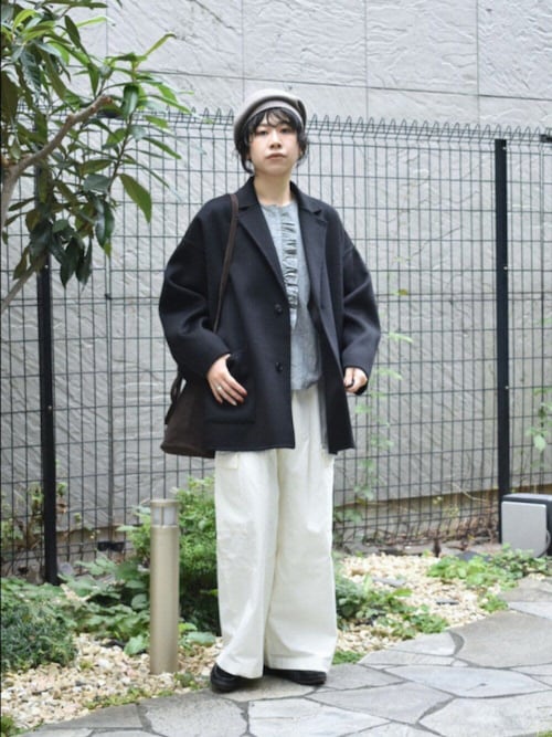 かぐれ　新品　今季　ウールステンカラーショートコート　2025秋冬　オートミール かぐれ 新品 今季 ウールステンカラーショートコート 2025秋冬