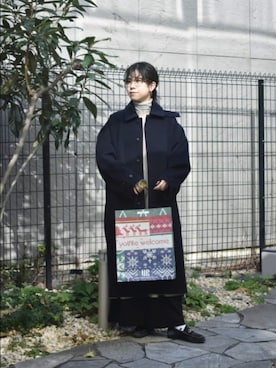 「アイテム（ステンカラーコート）」を使った、おふじさん（レディース・161cm）の冬コーディネート