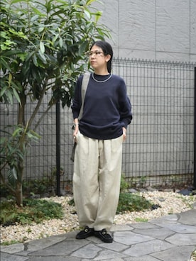 「かぐれ」｜「アイテム（スウェット）」を使った、おふじさん（レディース・161cm）の秋コーディネート