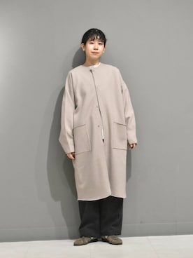 「アイテム（ノーカラーコート）」を使った、おふじさん（レディース・161cm）の秋コーディネート