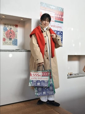 「アイテム（オールインワン・サロペット）」を使った、おふじさん（レディース・161cm）の冬コーディネート