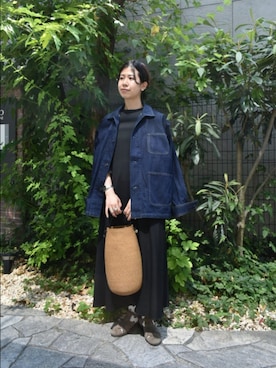 「アイテム（カバーオール）」を使った、おふじさん（レディース・161cm）の秋コーディネート