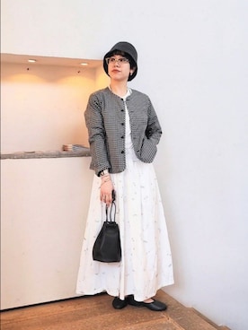 「アイテム（ノーカラージャケット）」を使った、おふじさん（レディース・161cm）の夏コーディネート