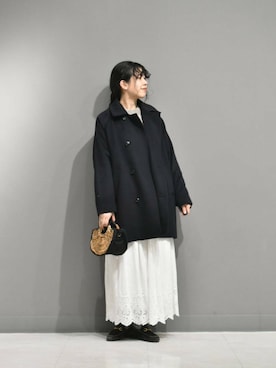 「アイテム（かごバッグ）」を使った、おふじさん（レディース・161cm）の秋コーディネート