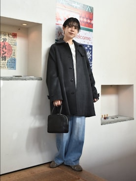 「アイテム（ステンカラーコート）」を使った、おふじさん（レディース・161cm・20代）の冬コーディネート
