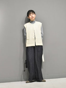 「骨格ウェーブ」｜「アイテム（オールインワン・サロペット）」を使った、おふじさん（レディース・161cm）の秋コーディネート