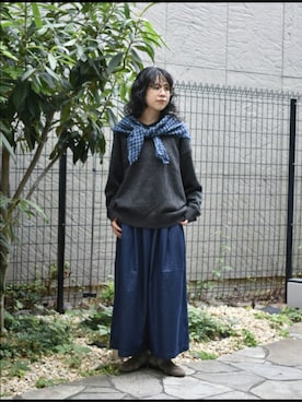 「アイテム（マフラー）」を使った、おふじさん（レディース・161cm）の秋コーディネート
