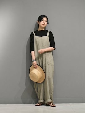 「骨格ウェーブ」｜「アイテム（オールインワン・サロペット）」を使った、おふじさん（レディース・161cm）の夏コーディネート