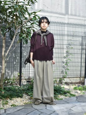 「アイテム（マフラー）」を使った、おふじさん（レディース・161cm）の秋コーディネート