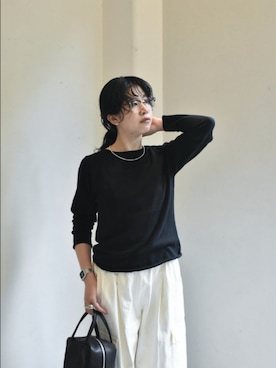 「かぐれ（カグレ）のユーティリティーイージーパンツ（その他パンツ）」を使った、おふじさん（レディース・161cm）の秋コーディネート