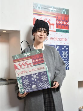 「おでかけコーデ」｜「アイテム（ニットキャップ/ビーニー）」を使った、おふじさん（レディース・161cm）の冬コーディネート