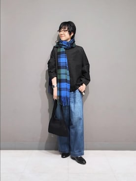「アイテム（その他雑貨、ブラック系）」を使った、おふじさん（レディース・161cm）の秋コーディネート