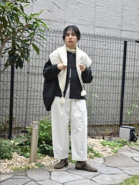 「イチ推しジャケットスタイル」｜「アイテム（トートバッグ）」を使った、おふじさん（レディース・161cm）の秋コーディネート