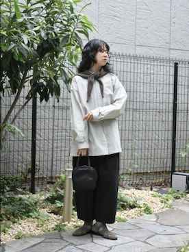 「アイテム（マフラー）」を使った、おふじさん（レディース・161cm）の秋コーディネート