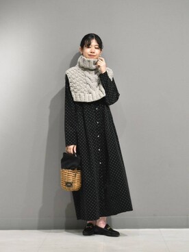 「アイテム（ネックウォーマー/スヌード）」を使った、おふじさん（レディース・161cm）の秋コーディネート