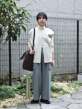 「アイテム（トートバッグ）」を使った、おふじさん（レディース・161cm）の秋コーディネート