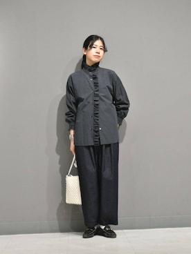 「ナチュラルスタイル」｜「アイテム（ステンカラーコート）」を使った、おふじさん（レディース・161cm）の冬コーディネート