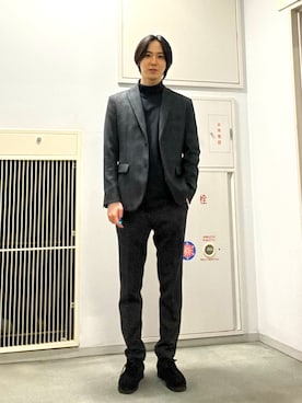 「アイテム（モカシン/デッキシューズ）」を使った、 雄さん（メンズ・177cm）の冬コーディネート