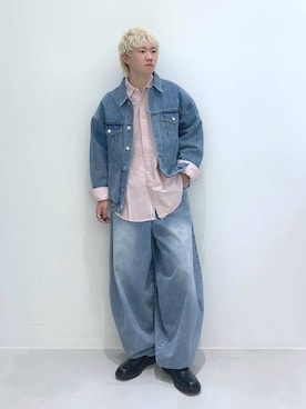 「NOT4NERD（ノットフォーナード）のアイテム（デニムパンツ）」を使った、みんみんさん（メンズ・173cm）の春コーディネート