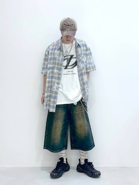 「ALAND（エーランド）のアイテム（シャツ/ブラウス）」を使った、みんみんさん（メンズ・173cm）の夏コーディネート