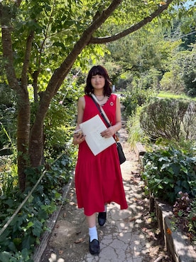 「usedのアイテム（ワンピース、レッド系）」を使った、(saki)さん（レディース・161cm）の春コーディネート