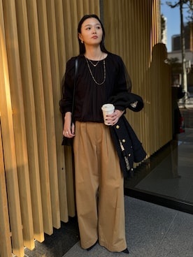 「LOUNGEDRESS（ラウンジドレス）の【GALENA/ガレナ】ゴールドバックルショルダーBag（ハンドバッグ）」を使った、も（ﾓｯﾁｬﾝ）さん（レディース・168cm）の冬コーディネート