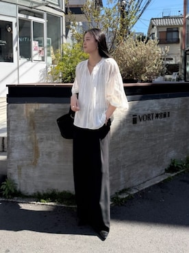 「シャツブラウス」｜も（ﾓｯﾁｬﾝ）さん（レディース・168cm）の春コーディネート