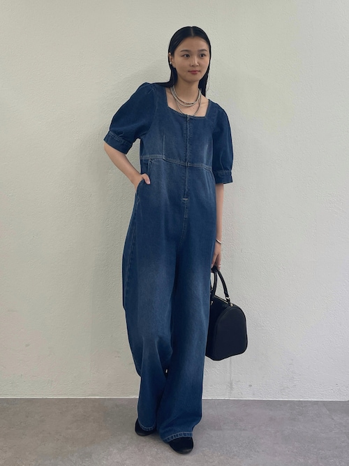 セール】デニムパフオールインワン（つなぎ/オールインワン