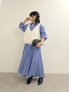 「アイテム（シャツワンピース）」を使った、undyanaさん（レディース・151cm）の秋コーディネート