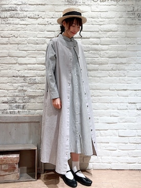 「カンカン帽」｜「アイテム（ジャンパースカート）」を使った、いっしき🐻さん（レディース・163cm）の冬コーディネート