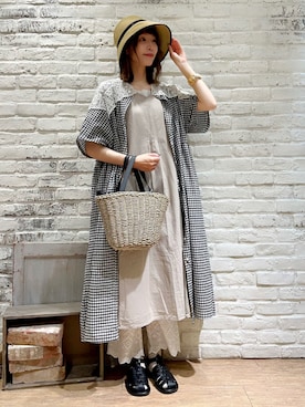 「アイテム（かごバッグ）」を使った、いっしき🐻さん（レディース・163cm）の秋コーディネート