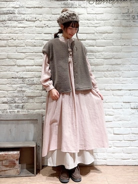 「ボア」｜「アイテム（ハンチング/ベレー帽）」を使った、いっしき🐻さん（レディース・163cm）の冬コーディネート
