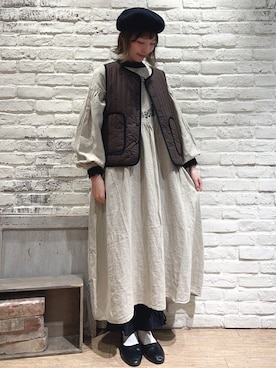 「ショート丈トップス」｜「アイテム（ハンチング/ベレー帽）」を使った、いっしき🐻さん（レディース・163cm）の秋コーディネート