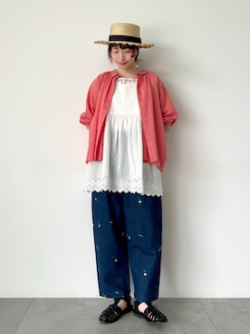 「刺繍」｜「アイテム（その他）」を使った、いっしき🐻さん（レディース・164cm）の春コーディネート