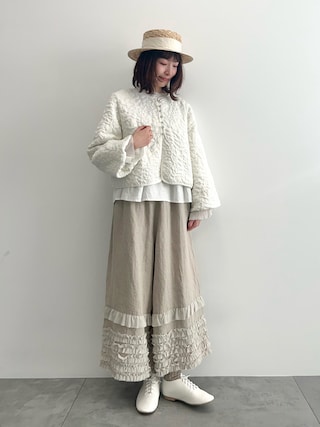 ツハルバイサマンサモスモス　リネン裾シフォンフリルパンツ TSUHARU by Samansa Mos2（ツハルバイサマンサモスモス）の
