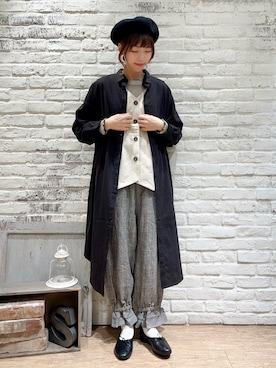 「グレンチェック」｜「アイテム（その他）」を使った、いっしき🐻さん（レディース・163cm）の秋コーディネート